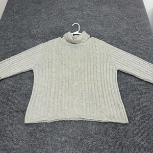 Fjall Sweater Women L Gray Cashmere Cable Knit Turtleneck Luxury Minimalist